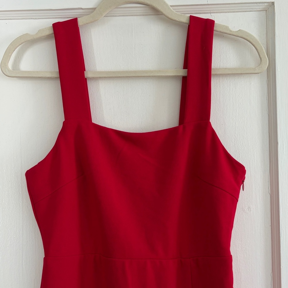 Red Square-Neck Women’s Dress - Picture 3 of 5